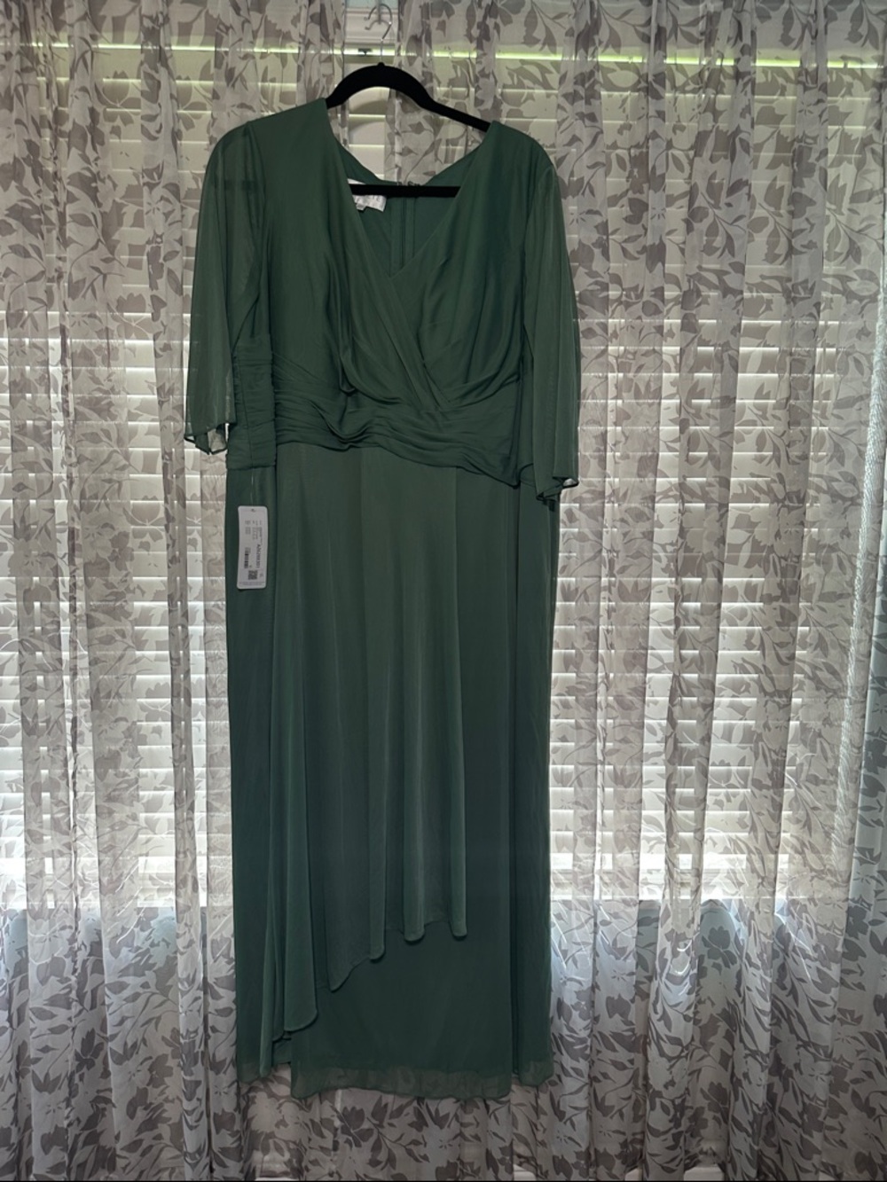 Azazie Sage Green Chiffon Maxi Dress with Draped Bodice